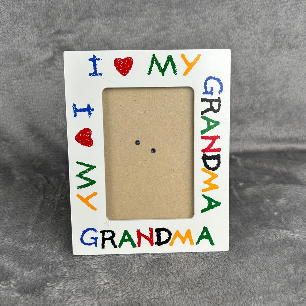 I Love My Grandma White Wooden 3.5 x 5 Picture Frame Colorful Crayon Text Gift